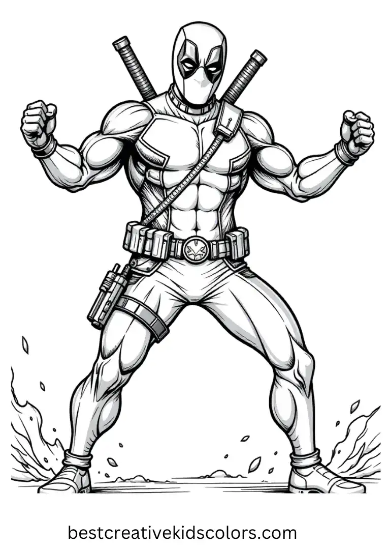 Add bright shades to Deadpool doing a dance-off mid-battle, full of goofy confidence.