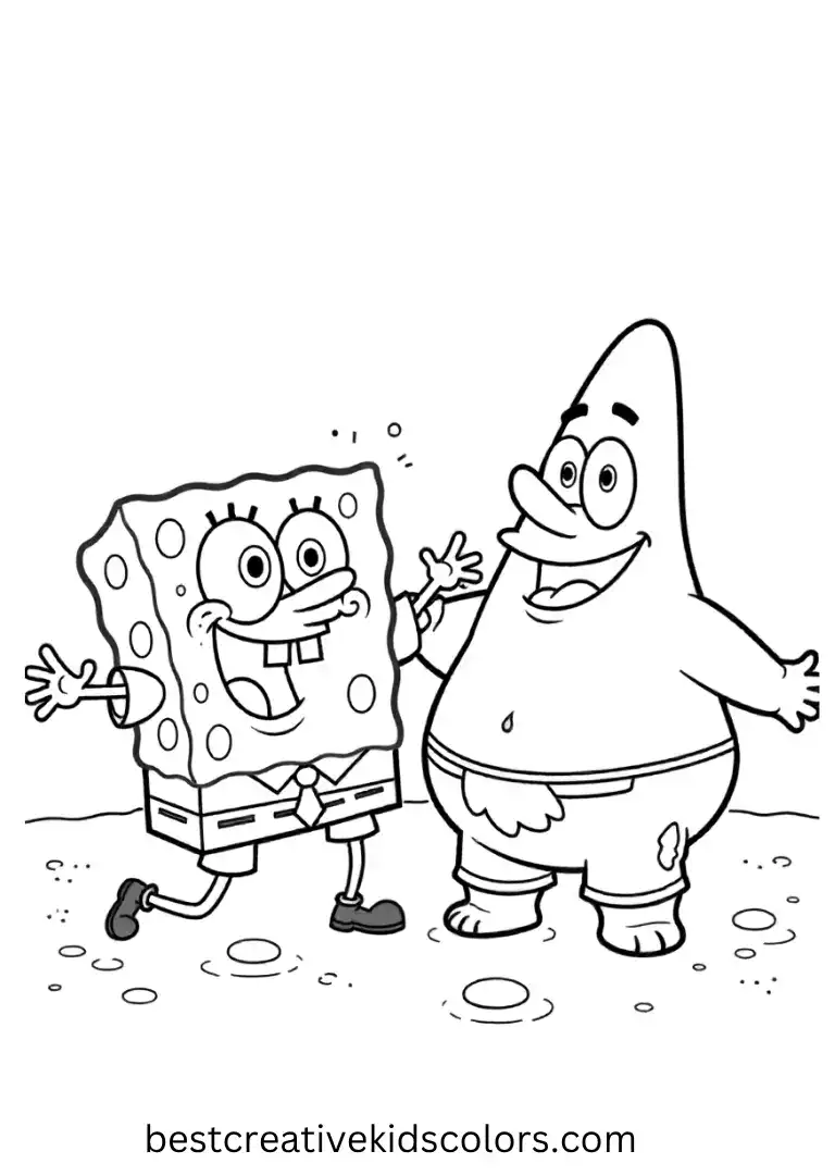 The duo roll with laughter on the beach, perfect for kids who love fun coloring scenes.