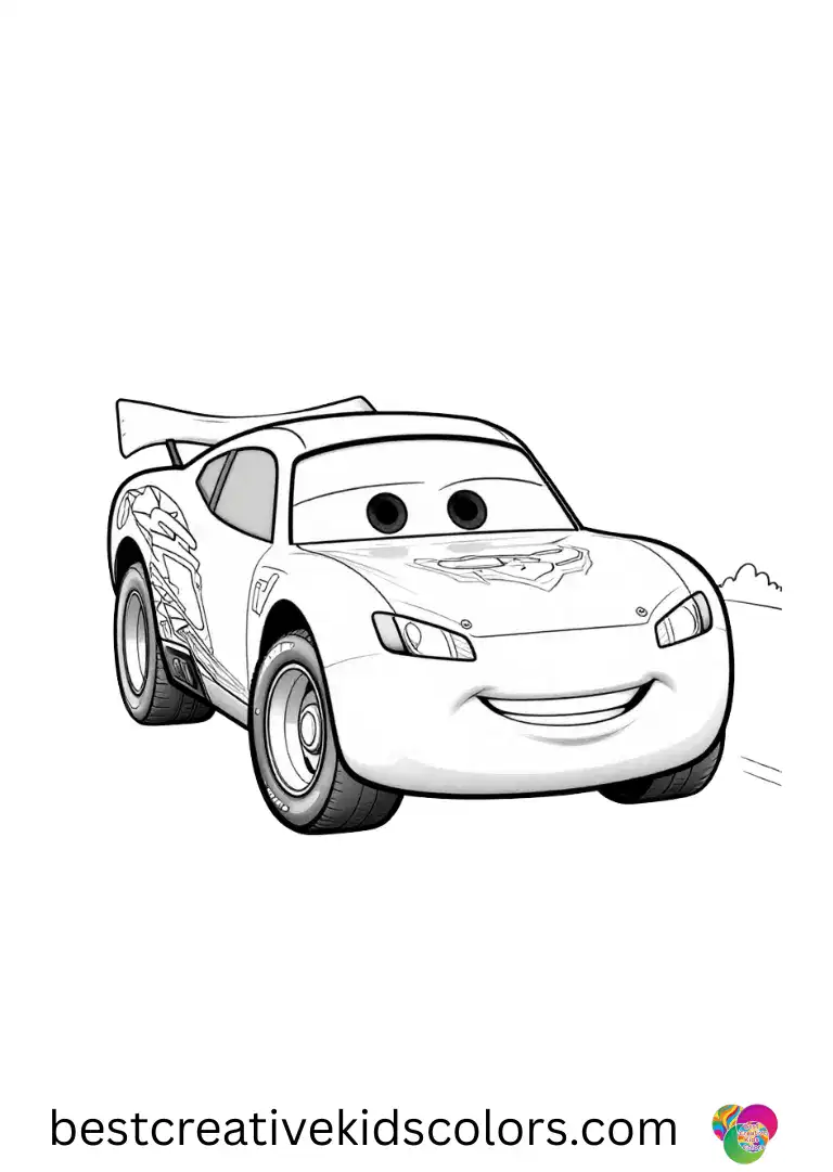 Lightning McQueen Coloring pages Cars 3 shows him steering through floating rings over a pond.