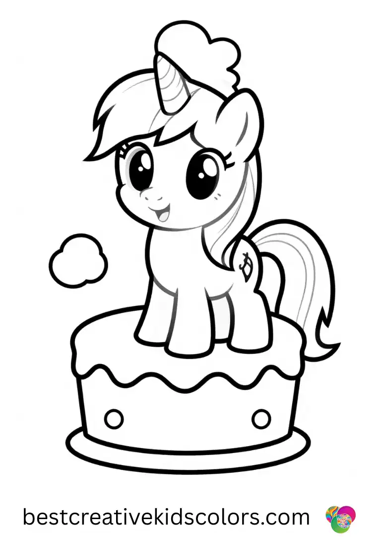Little pony cake topper printable pdf free download shows a pony blinking at floating soap foam.