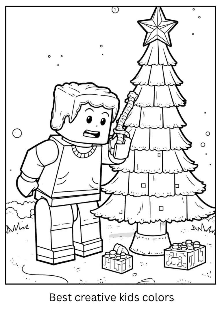Minecraft Coloring Page – Christmas Tree Build