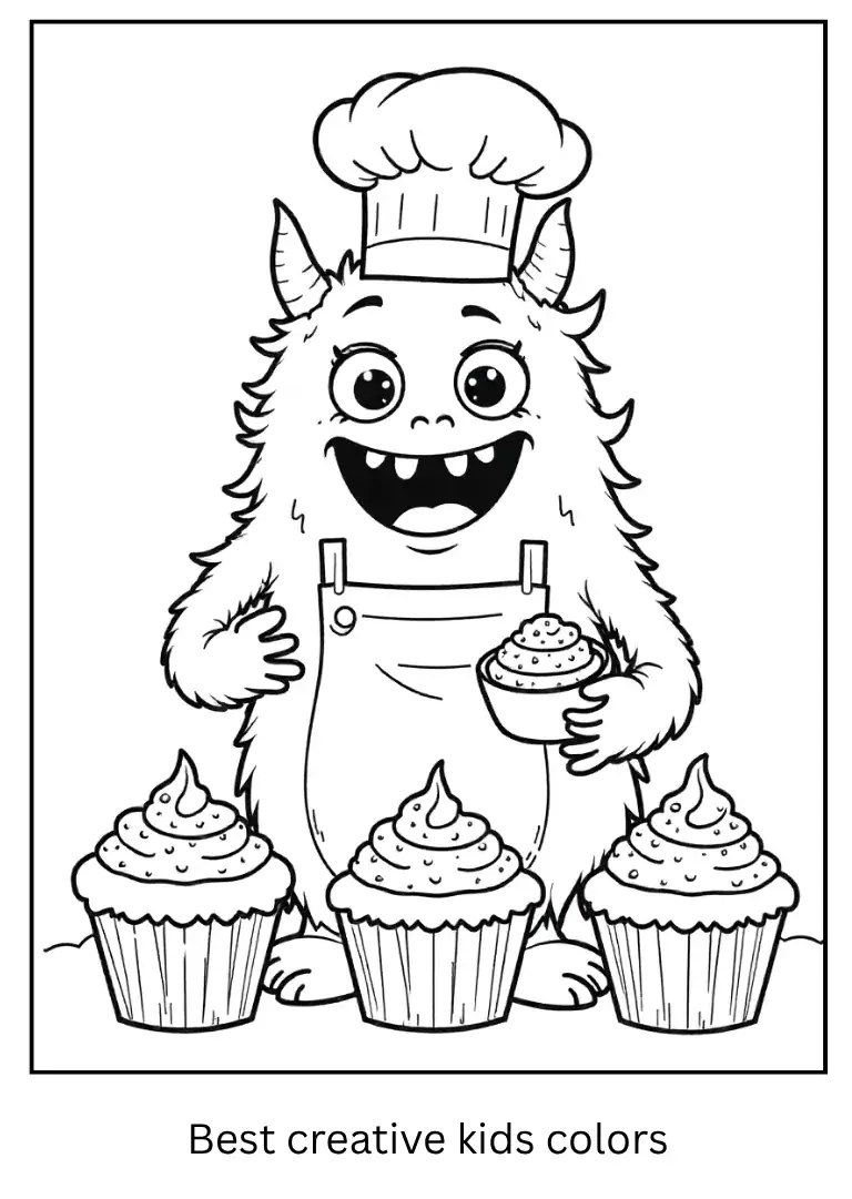 Monster Chef Halloween Coloring Sheet
