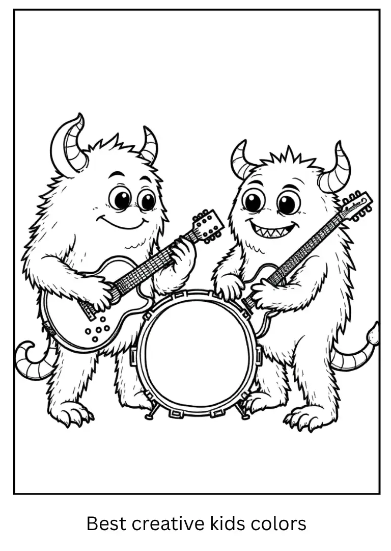 Monster Music Band Halloween Coloring Page