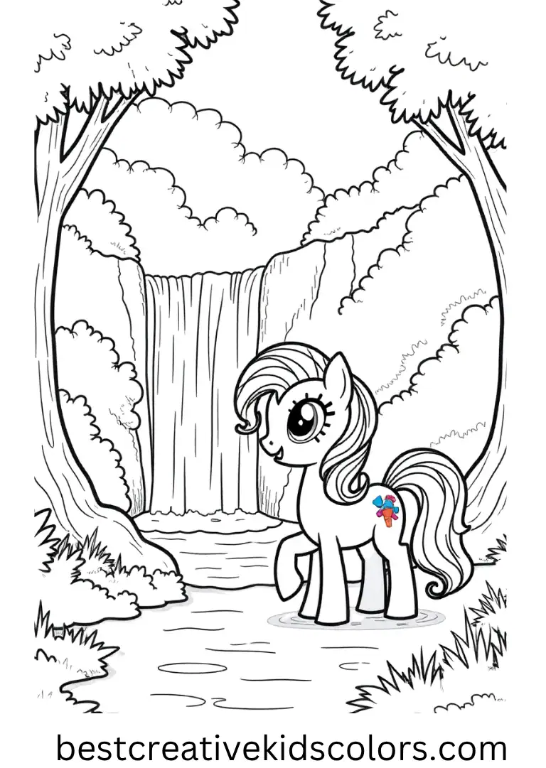 My Little Pony Waterfall Adventure Coloring Page