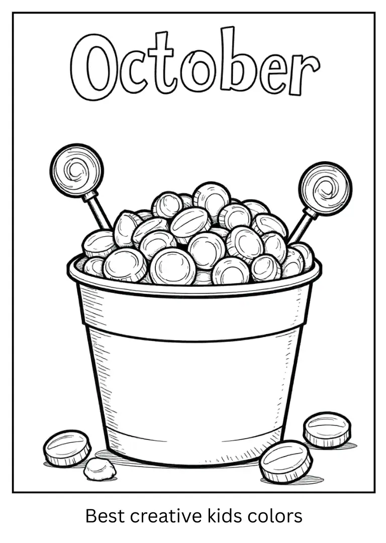 October Candy Bucket Coloring Sheet