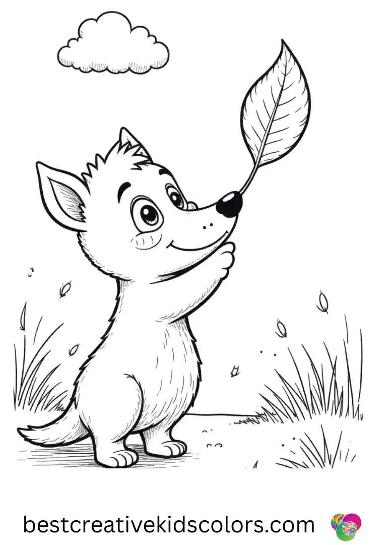 Skye points to a floating leaf like a clock hand in PAW Patrol Learning Watch Skye.