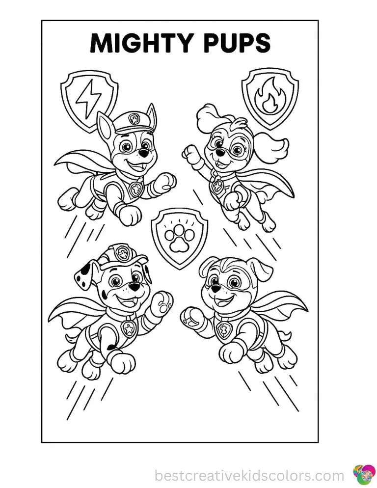 Paw Patrol Mighty Pups Coloring Pages – Free Printable PDF 1