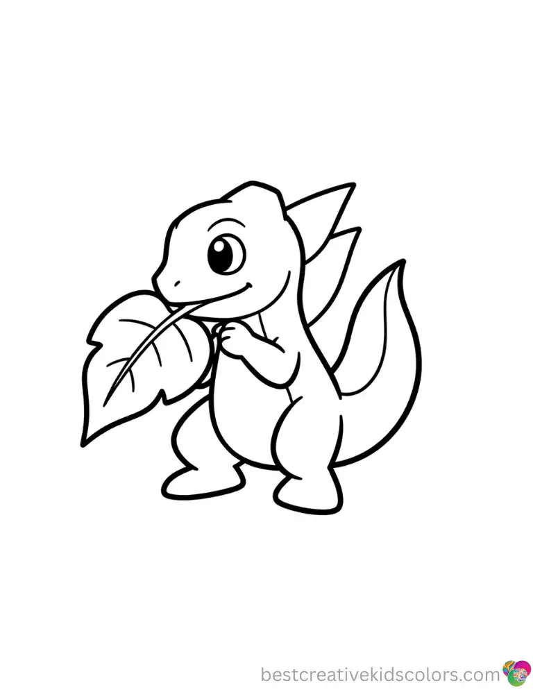 Grab your Pokemon valentine coloring pages and paint a green Treecko eating a fresh large leaf quickly.