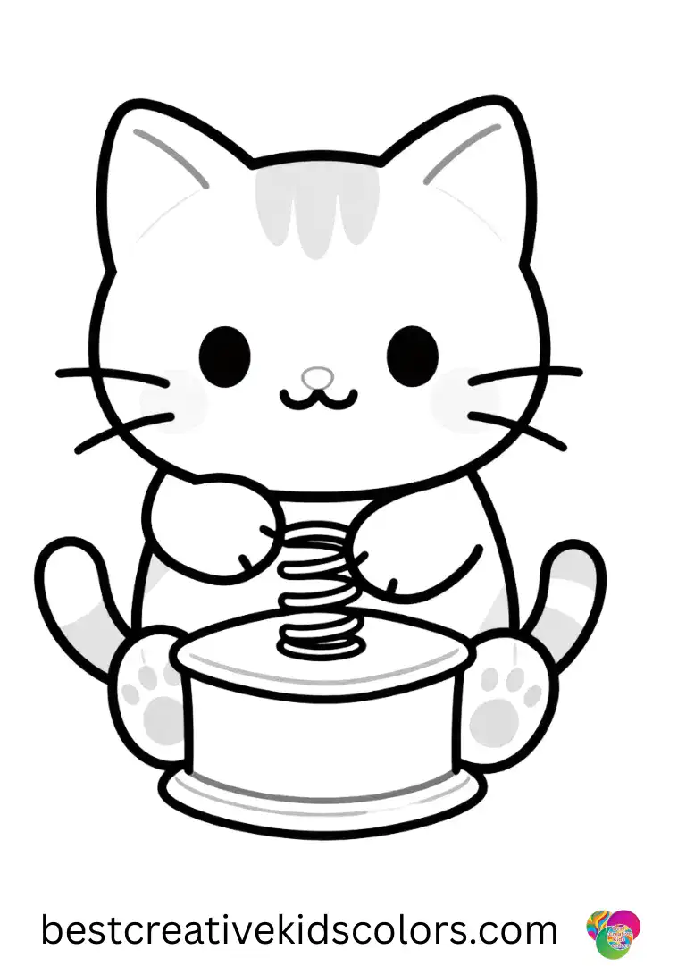 Poppy Playtime Catnap coloring page shows a toy cat winding a small jack-in-the-box spring.