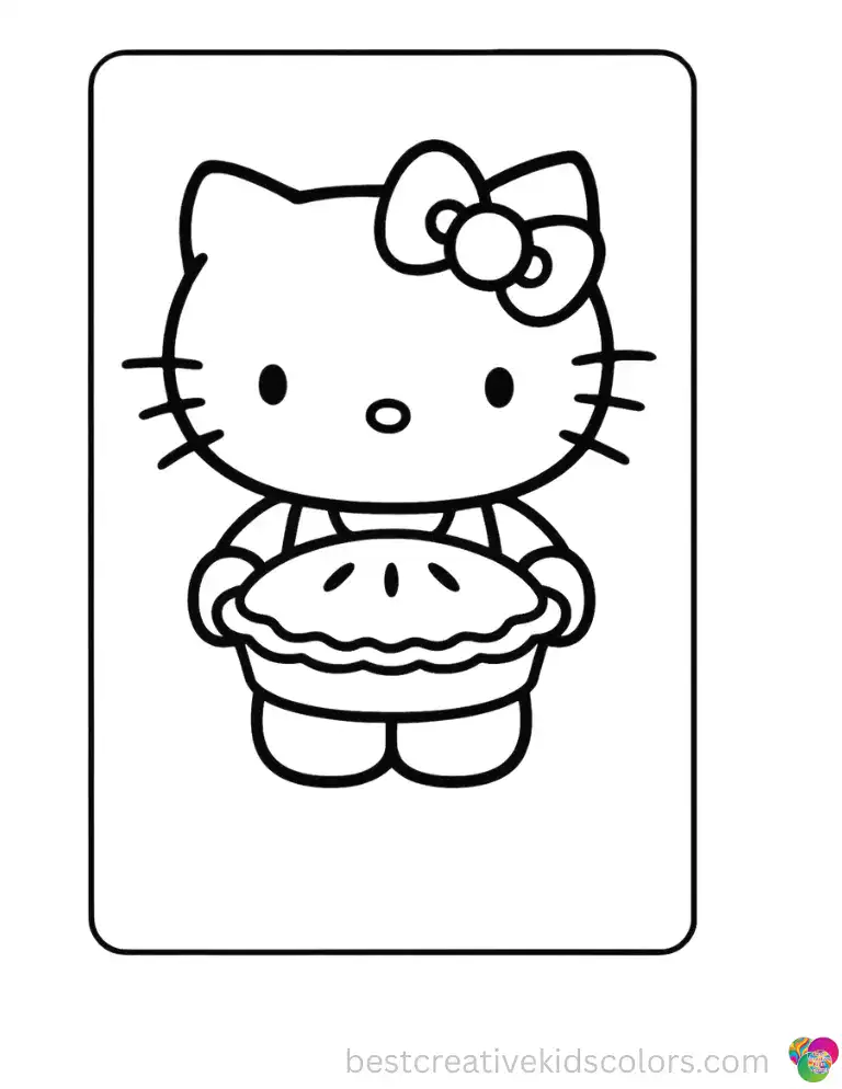 Fresh from the oven, a warm golden pie balances perfectly in Hello Kitty paws. Print it free and try your coziest fall shades
