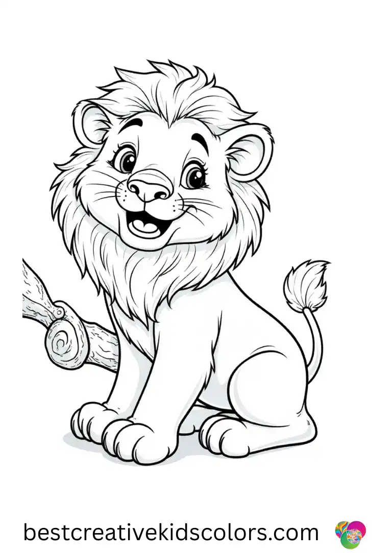 Realistic lion in the wild coloring page free