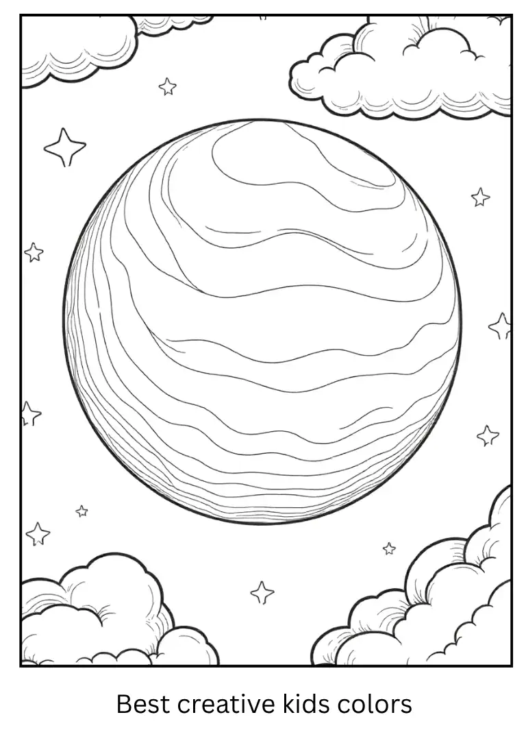 Rocky Planet Coloring Page of Venus with Clouds