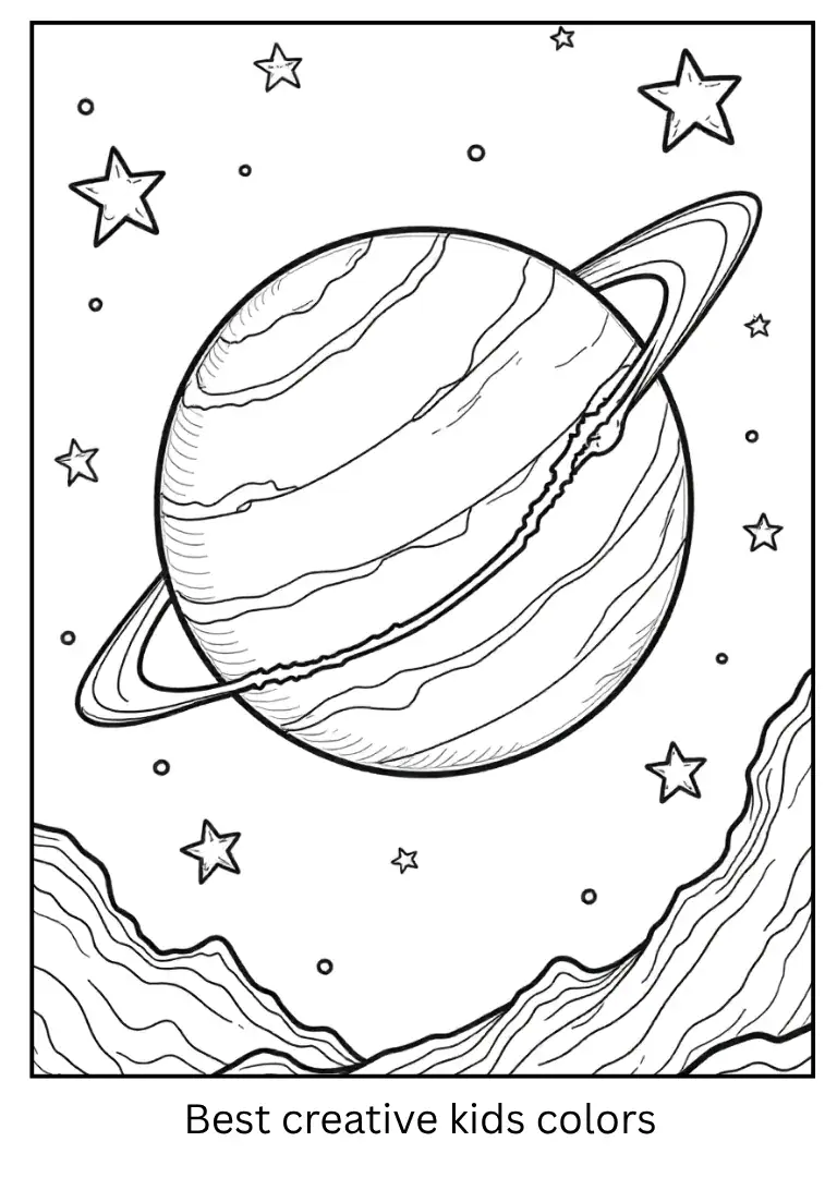 Rocky Planet Coloring Page of Venus with Stars