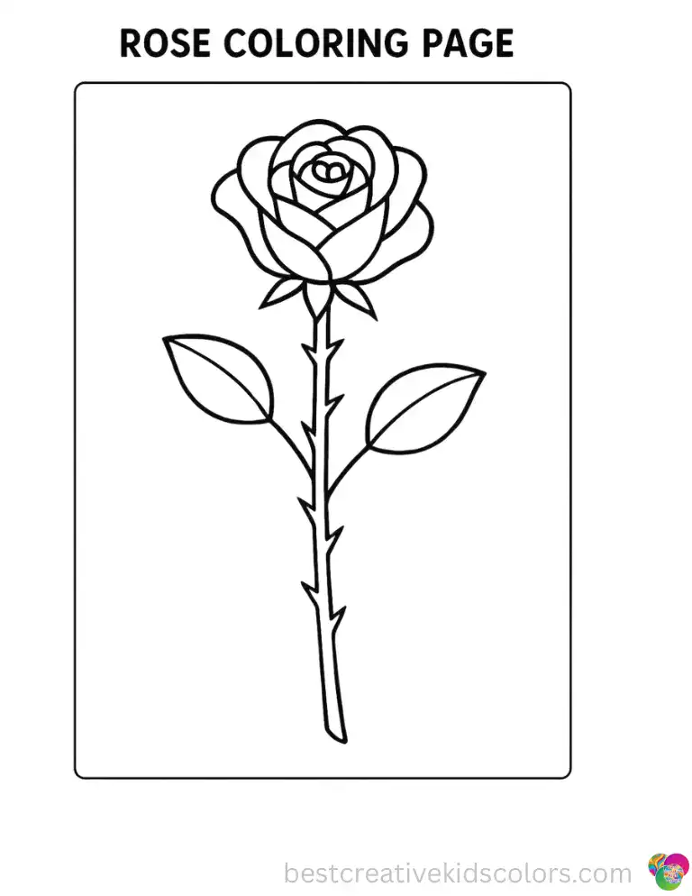 Roses Color Pages with Thorny Stem Free to Print