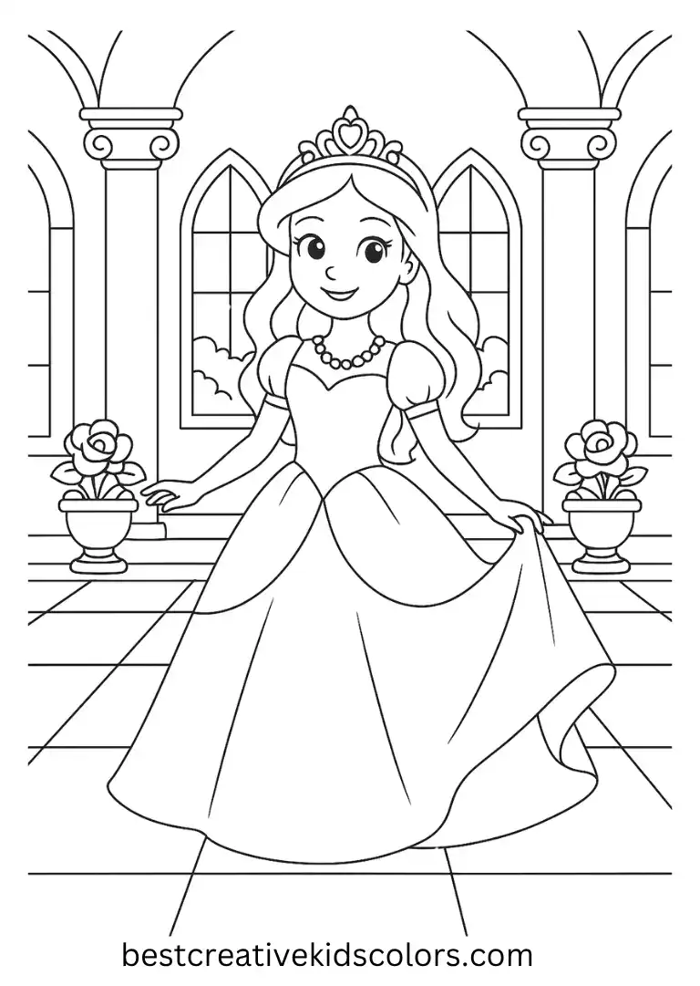 Explore elegant palace halls and secret gardens with cheerful princesses.