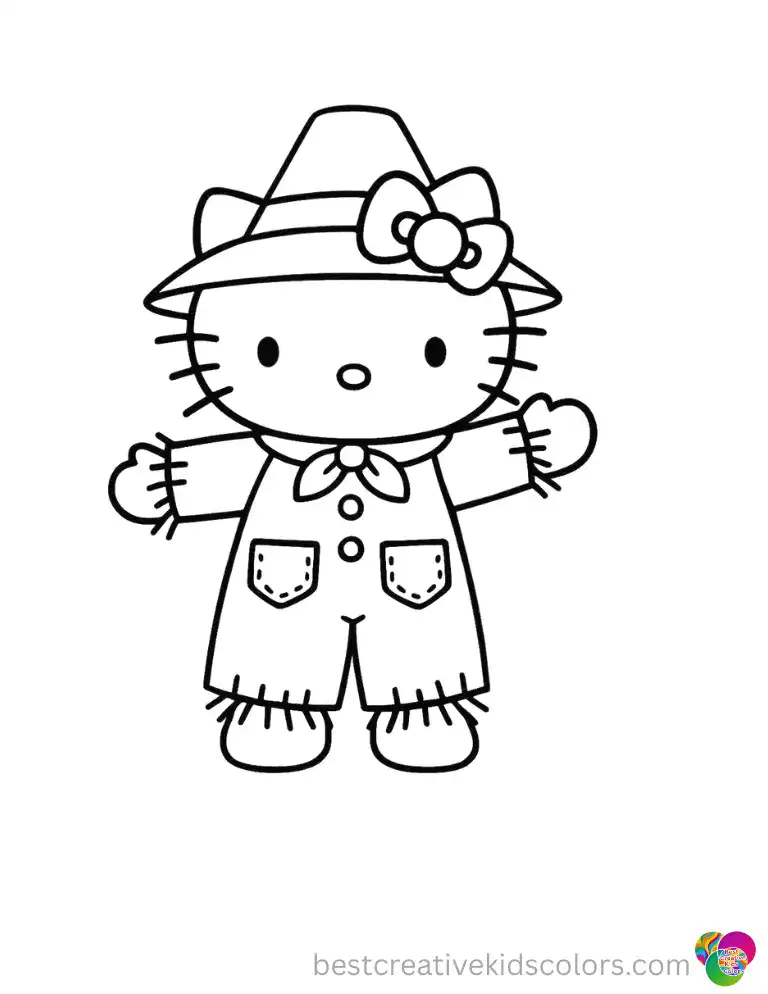 Standing tall in a hay-stuffed costume, Hello Kitty makes the best scarecrow in the field. Download the free PDF.