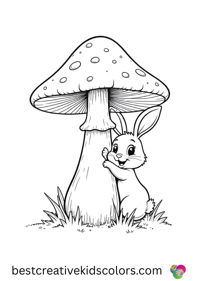 Simple mushroom forest coloring page