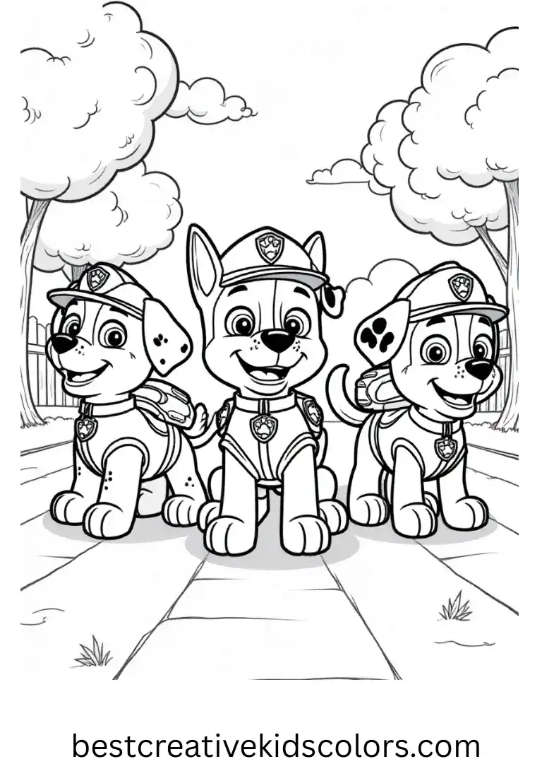 Skye hovers above a soft cloud as tiny stars twinkle in the sky in Skye Paw Patrol coloring Page.