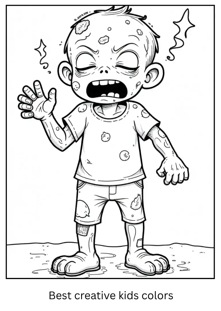 Sleepy Zombie Halloween Coloring Sheet