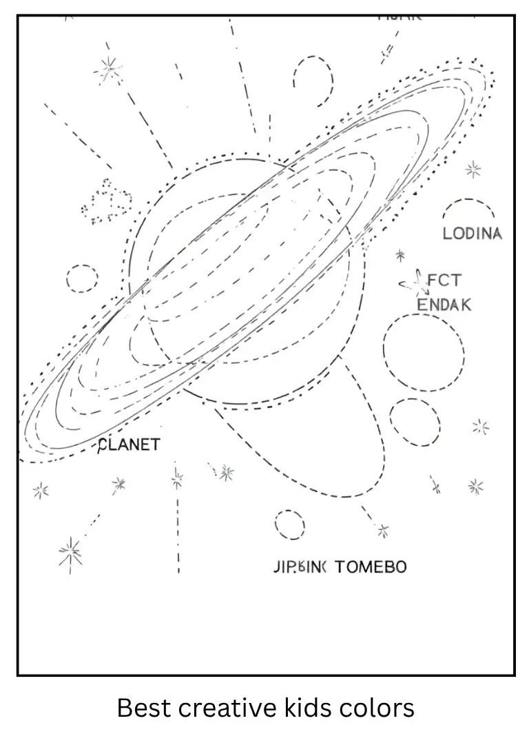Solar System Coloring Page with Labeled Planets