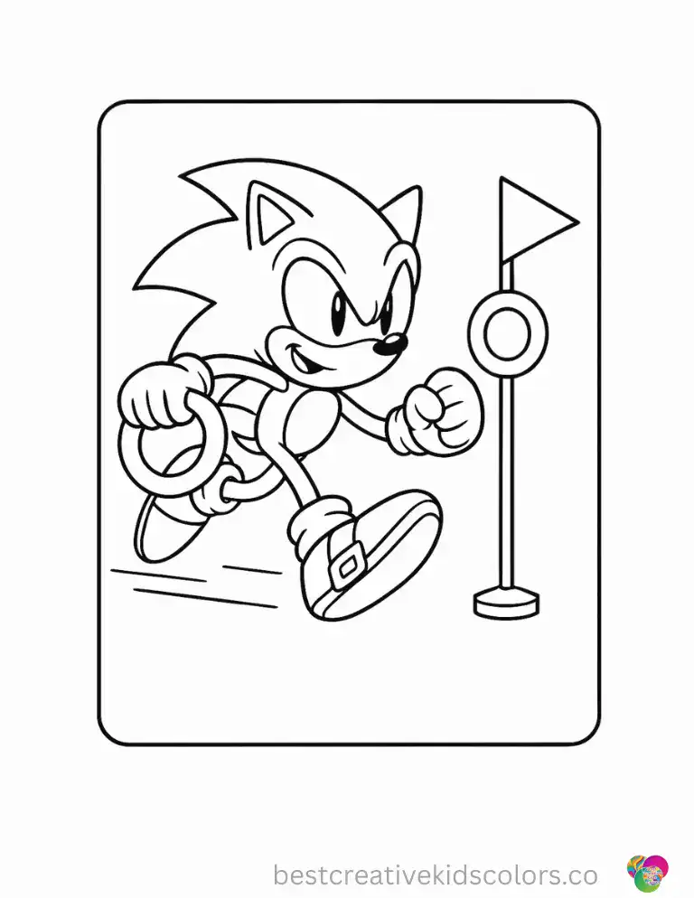 Sonic races toward a checkpoint with a ring already in hand.