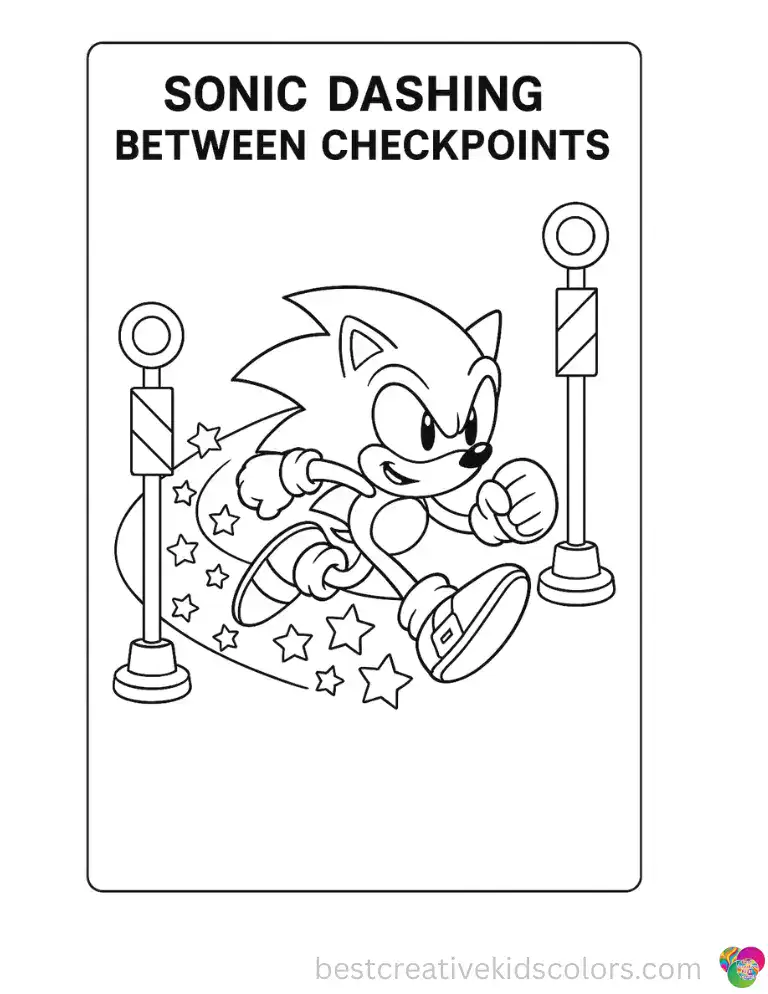 Sonic leaves a trail of stars as he dashes between checkpoints.