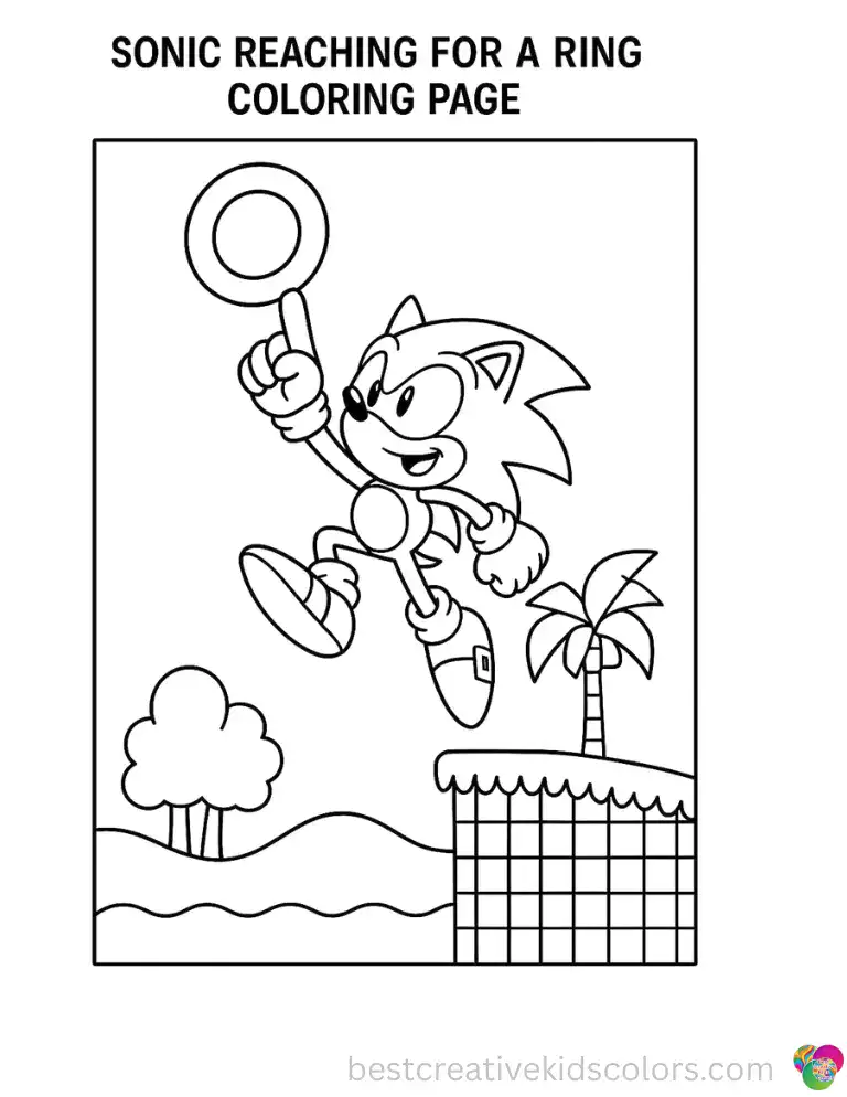 Sonic jumps high to grab a floating ring above Green Hill Zone.