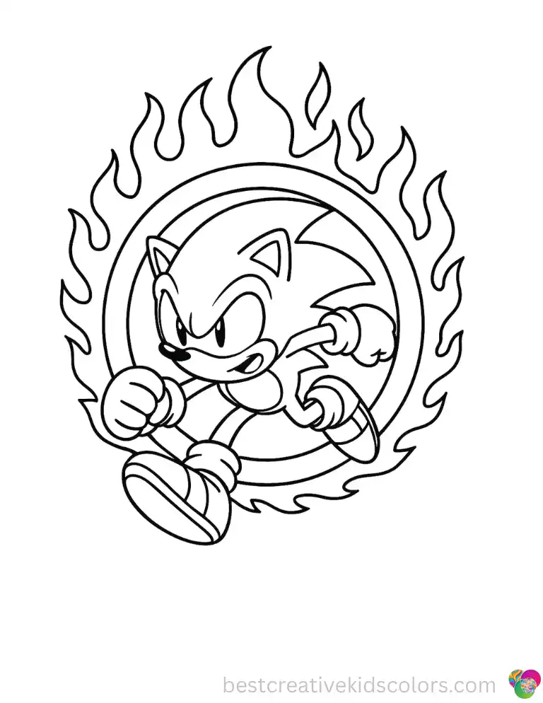 Sonic bursts through a ring of fire mid-chase.