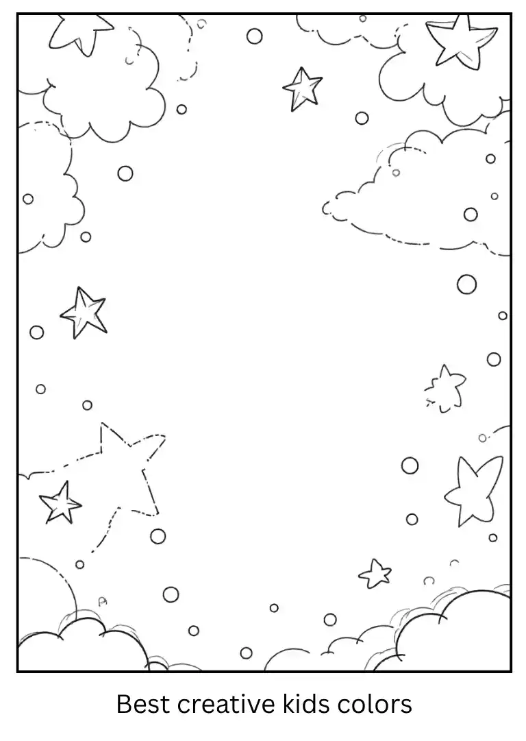 Space Scene Coloring Page with Galaxy Clouds
