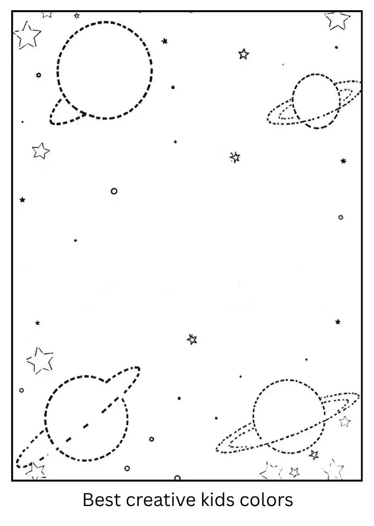 Space Scene Coloring Page with Planets and Stars