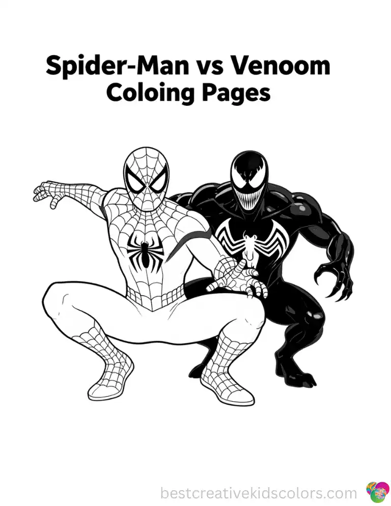 Spider-Man calmly blocks a playful swipe from Venom in this fun, action-packed scene.
