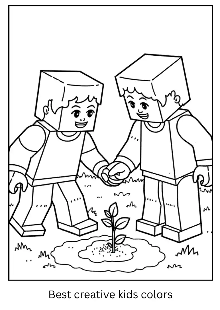 Steve Plants with a Friend – Minecraft Coloring Page
