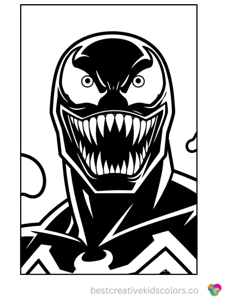 A realistic Venom gazes upward with wide eyes on a perfectly clean background.