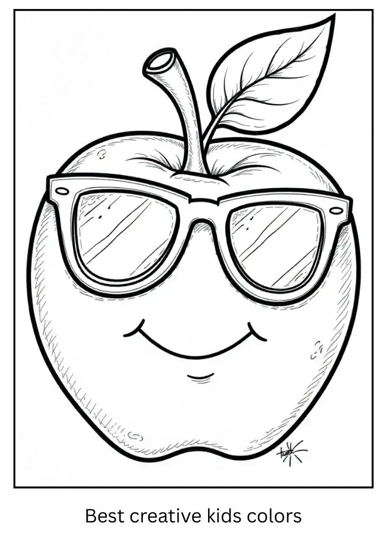 Sunglasses Apple Coloring Page