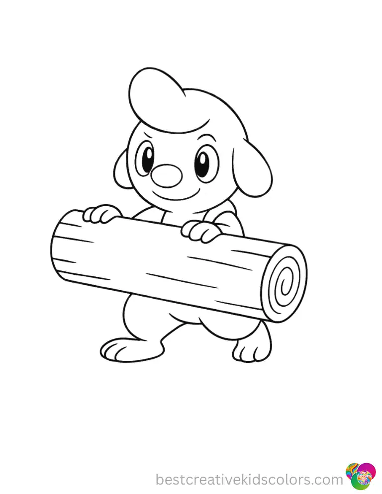 A Pokemon within Valentine's day pokemon coloring pages pdf rolls a heavy log slowly.