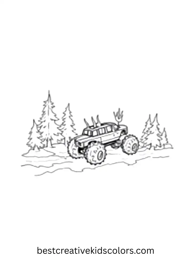 Wild Horned Monster Truck Coloring Sheets Forest Run