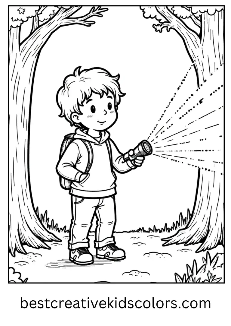 Will Byers with Flashlight Coloring Sheet
