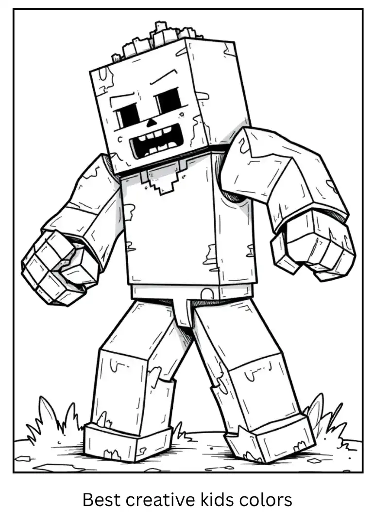 Zombie Attack – Minecraft Coloring Sheet