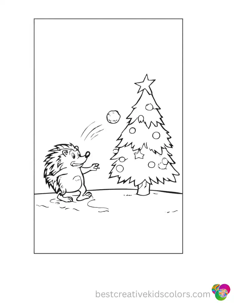 Sonic within christmas sonic pictures playfully throws a soft snowball at a big tree.