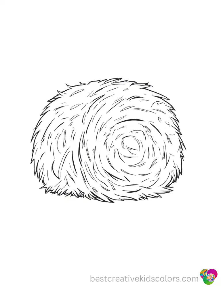 A soft bale of dry hay sits perfectly waiting for a hungry animal in cow pictures to color.