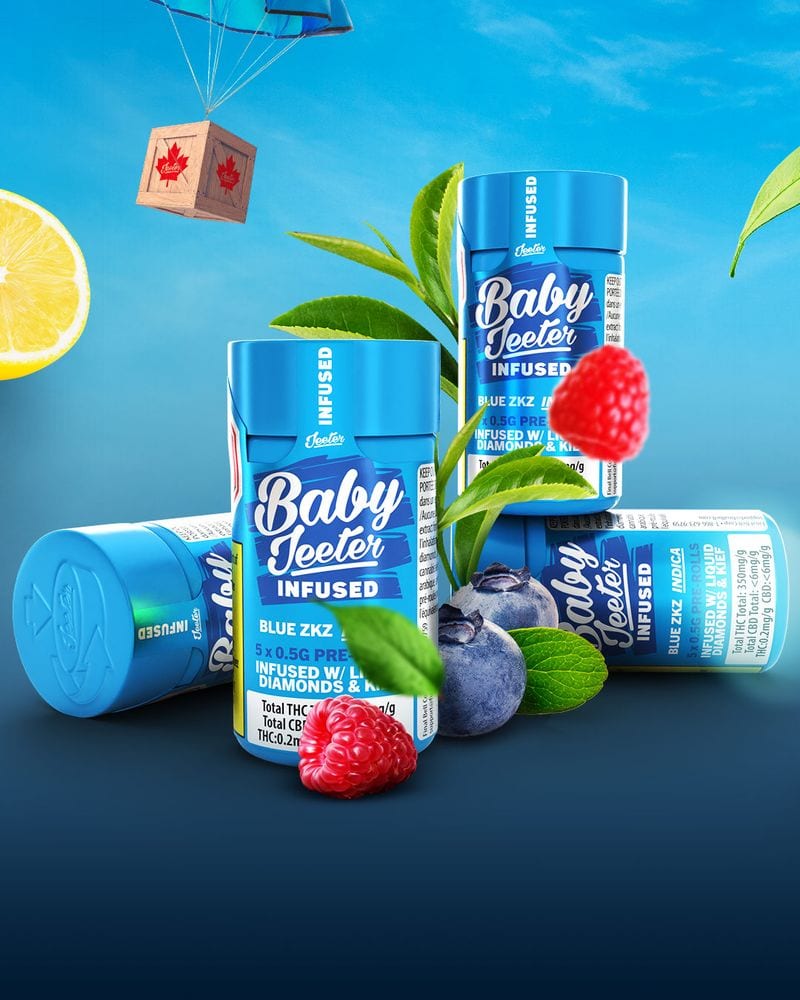 Baby Jeeter Infused Blue ZKZ Pre-Rolls 5 Pack <br>Indica <br>38.1% - Image 5