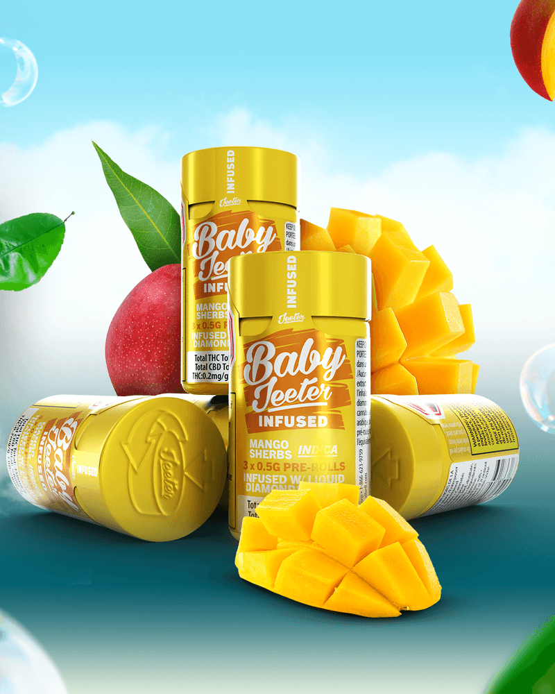 Baby Jeeter Infused Mango Sherbs 3 Pre-Rolls <br>Indica <br>38.1% - Image 5