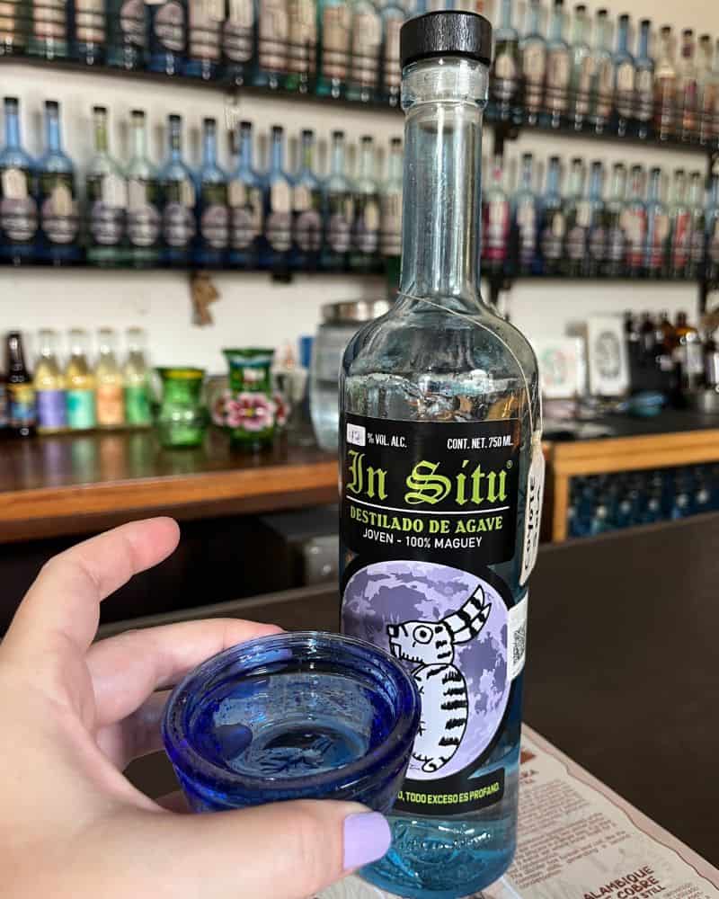 bottle of mezcal from oaxaca mexico