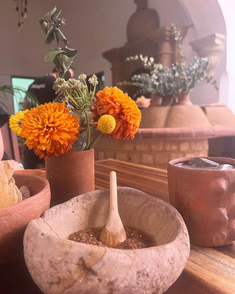 food on the table at Levadura de Olla Oaxaca restaurant