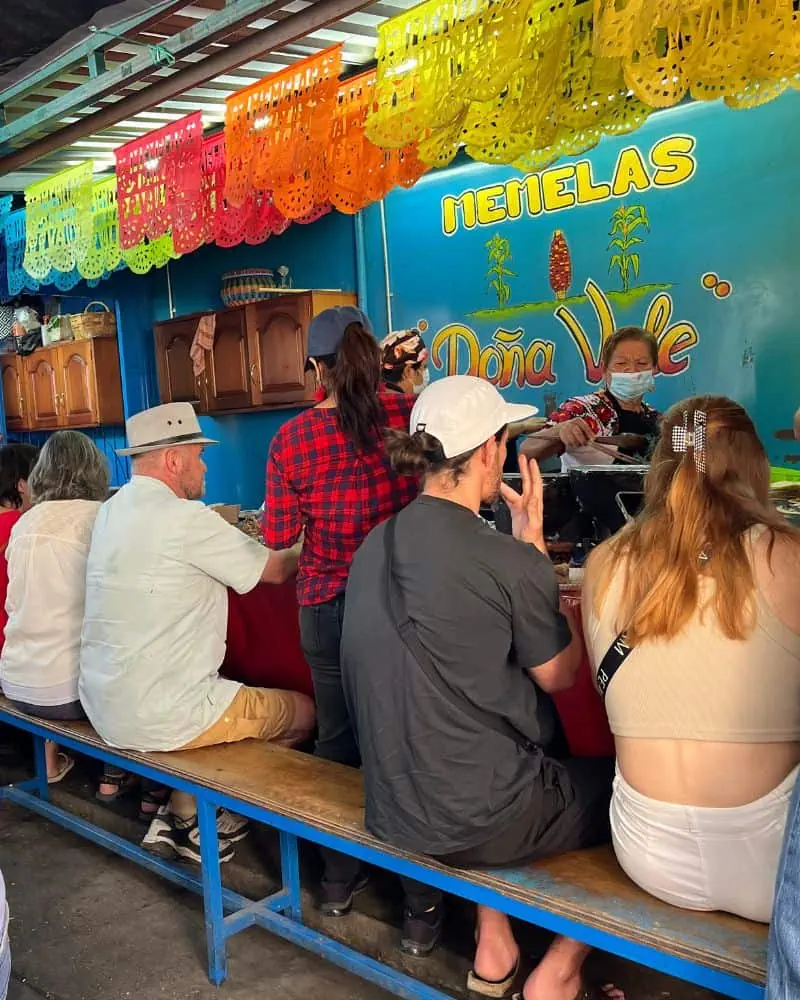 memelas dona vale oaxaca mexico food stall in a local market