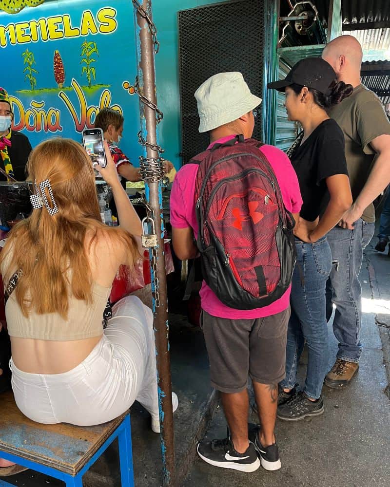people in line at Memelas Dona Vale Oaxaca