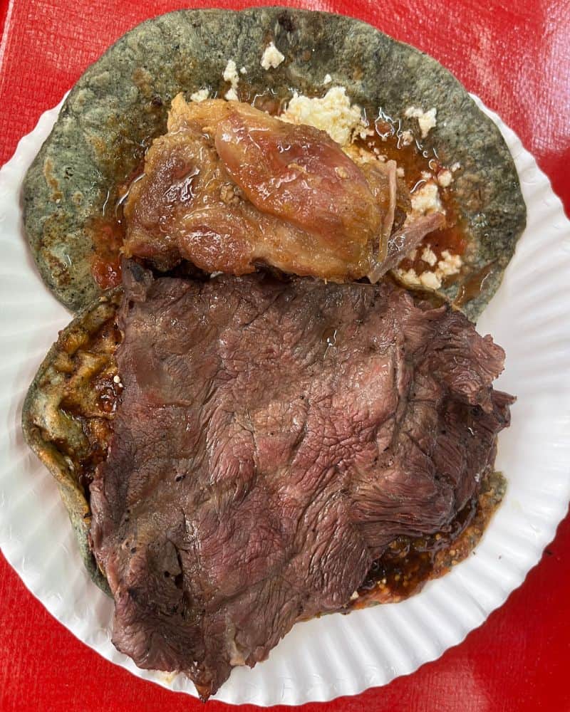 plate of two memelas at Memlas Dona Vale Oaxaca City, Mexico