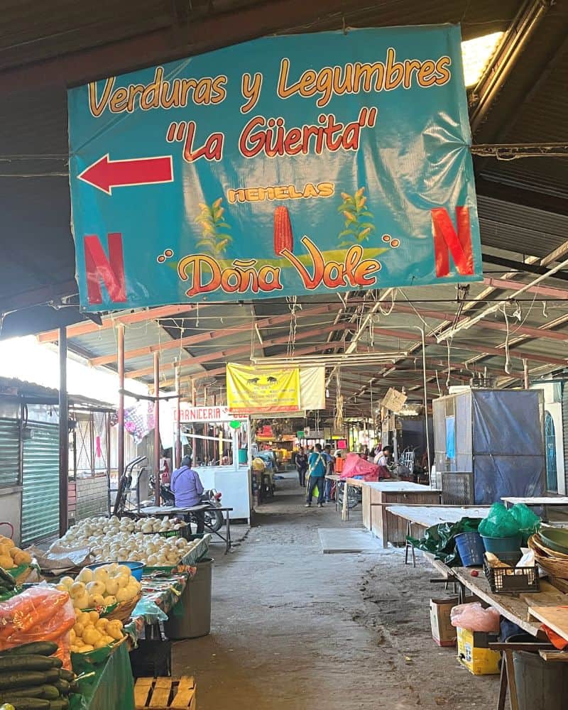 memelas dona vale sign oaxaca central de abastos market