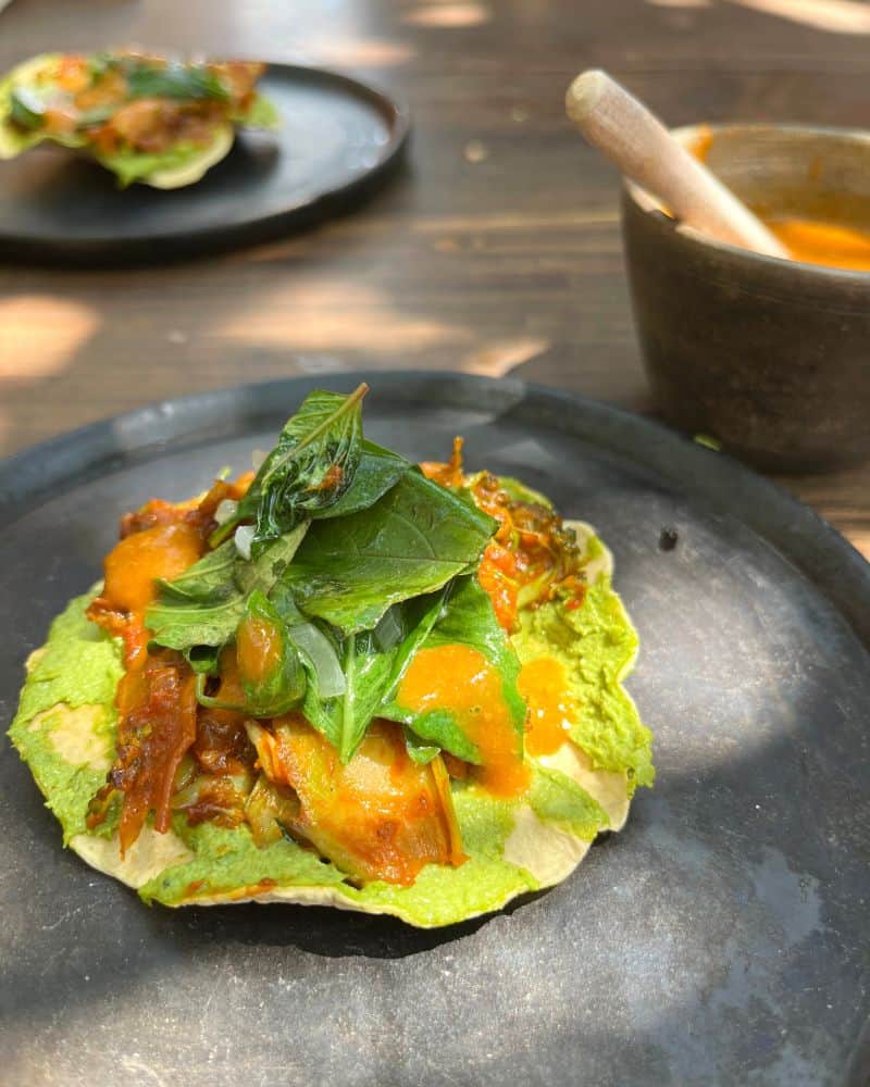 tostada at Restaurante Alfonsina in oaxaca mexico