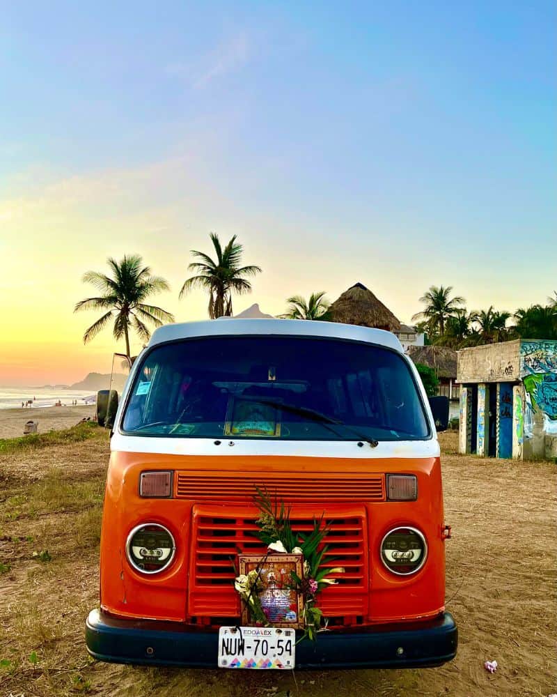 vintage VW bus on the beach in zipolite mexico